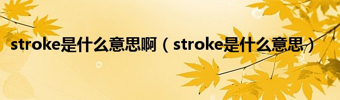 stroke是什么意思啊（stroke是什么意思）