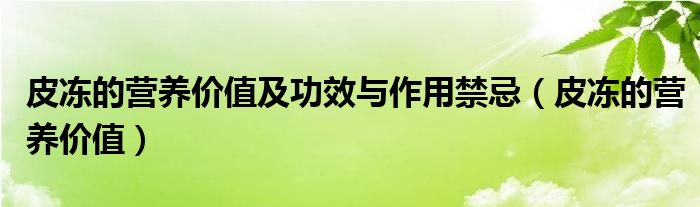 皮冻的营养价值及功效与作用禁忌（皮冻的营养价值）