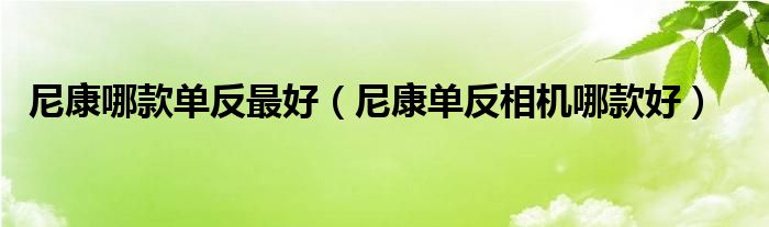 尼康哪款单反最好（尼康单反相机哪款好）