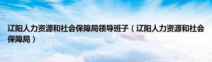 辽阳人力资源和社会保障局领导班子（辽阳人力资源和社会保障局）