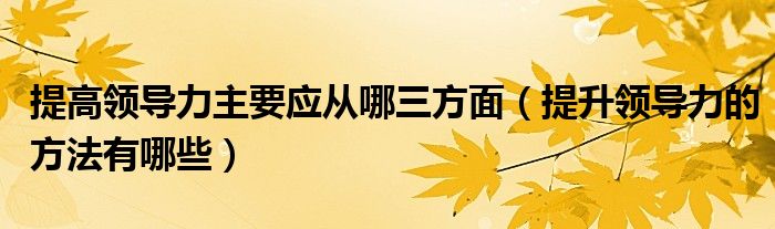 提高领导力主要应从哪三方面（提升领导力的方法有哪些）