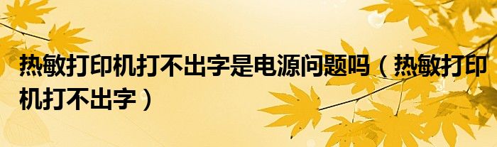 热敏打印机打不出字是电源问题吗（热敏打印机打不出字）