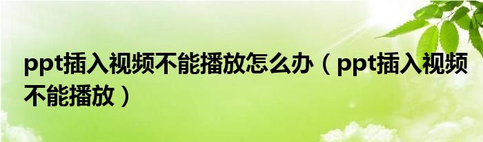 ppt插入视频不能播放怎么办（ppt插入视频不能播放）