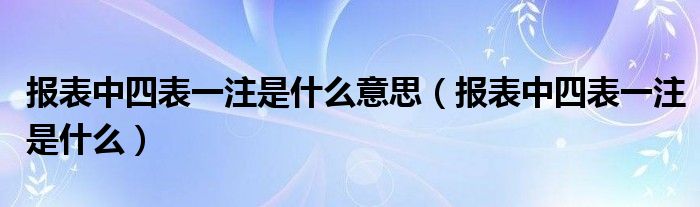 报表中四表一注是什么意思（报表中四表一注是什么）