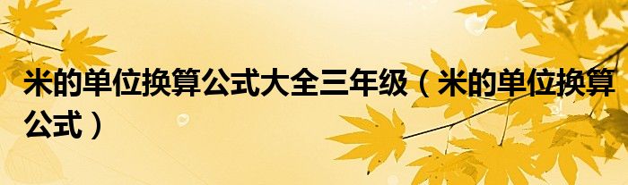 米的单位换算公式大全三年级（米的单位换算公式）