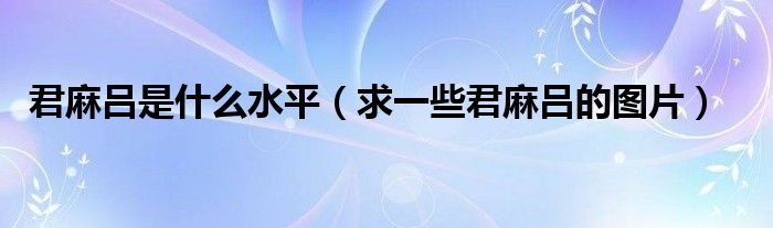 君麻吕是什么水平（求一些君麻吕的图片）