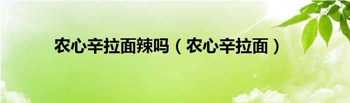 农心辛拉面辣吗（农心辛拉面）