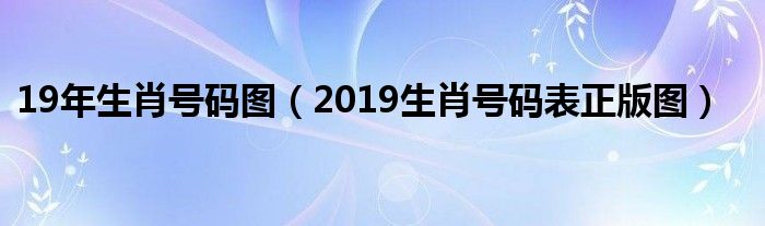 19年生肖号码图（2019生肖号码表正版图）