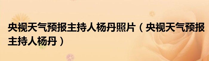 央视天气预报主持人杨丹照片（央视天气预报主持人杨丹）