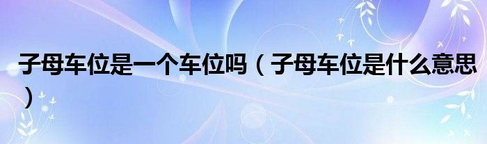 子母车位是一个车位吗（子母车位是什么意思）