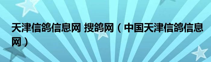 天津信鸽信息网 搜鸽网（中国天津信鸽信息网）