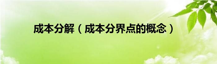 成本分解（成本分界点的概念）