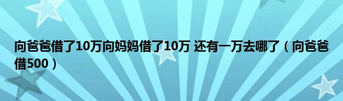 向爸爸借了10万向妈妈借了10万 还有一万去哪了（向爸爸借500）