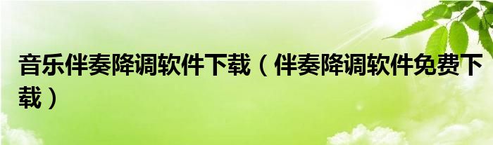 音乐伴奏降调软件下载（伴奏降调软件免费下载）