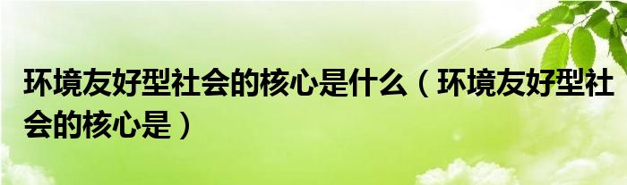 环境友好型社会的核心是什么（环境友好型社会的核心是）