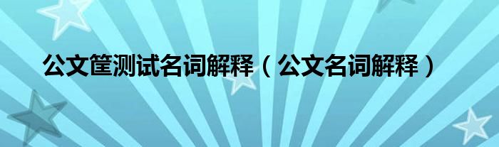 公文筐测试名词解释（公文名词解释）