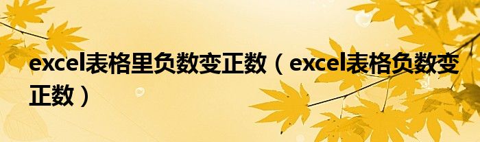 excel表格里负数变正数（excel表格负数变正数）