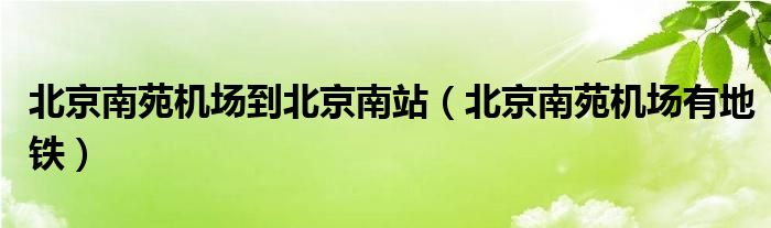 北京南苑机场到北京南站（北京南苑机场有地铁）