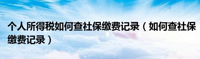 个人所得税如何查社保缴费记录（如何查社保缴费记录）