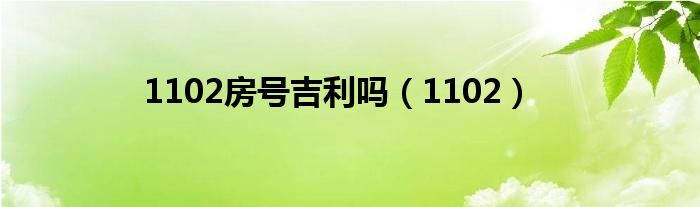 1102房号吉利吗（1102）