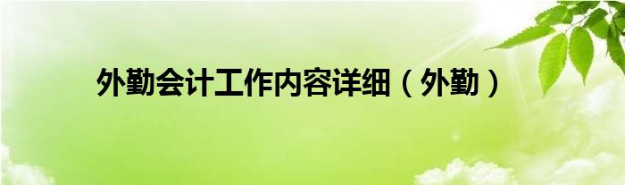 外勤会计工作内容详细（外勤）