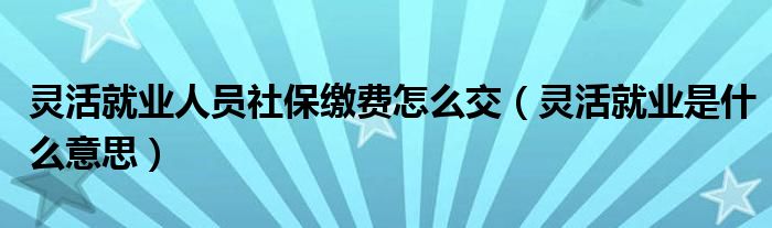 灵活就业人员社保缴费怎么交（灵活就业是什么意思）