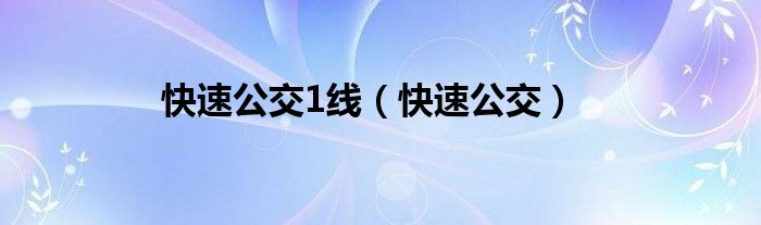 快速公交1线（快速公交）