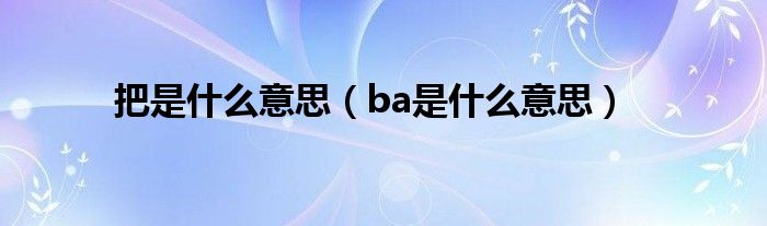 把是什么意思（ba是什么意思）