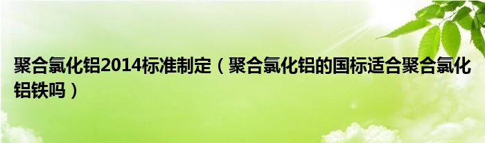 聚合氯化铝2014标准制定（聚合氯化铝的国标适合聚合氯化铝铁吗）