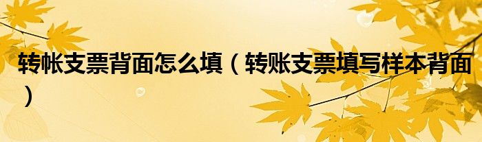 转帐支票背面怎么填（转账支票填写样本背面）