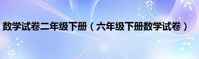 数学试卷二年级下册（六年级下册数学试卷）