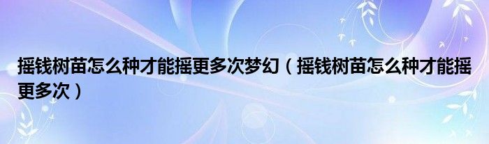 摇钱树苗怎么种才能摇更多次梦幻（摇钱树苗怎么种才能摇更多次）