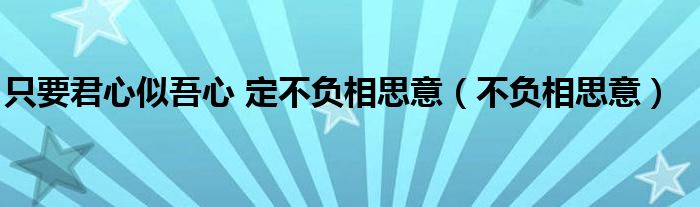 只要君心似吾心 定不负相思意（不负相思意）