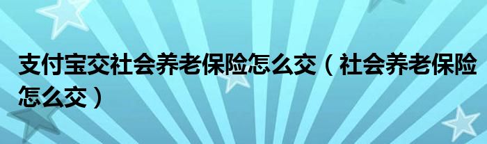 支付宝交社会养老保险怎么交（社会养老保险怎么交）