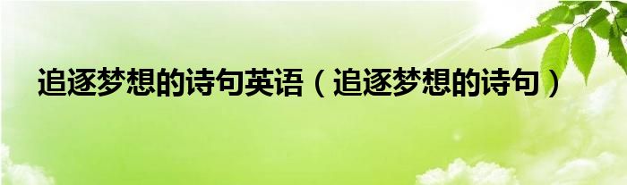 追逐梦想的诗句英语（追逐梦想的诗句）