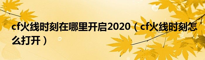 cf火线时刻在哪里开启2020（cf火线时刻怎么打开）