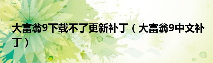 大富翁9下载不了更新补丁（大富翁9中文补丁）