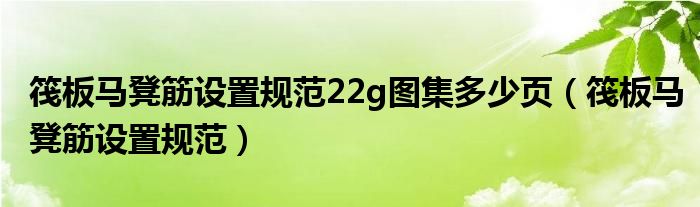 筏板马凳筋设置规范22g图集多少页（筏板马凳筋设置规范）