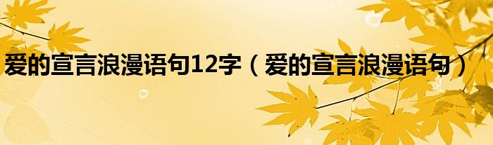 爱的宣言浪漫语句12字（爱的宣言浪漫语句）