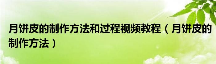 月饼皮的制作方法和过程视频教程（月饼皮的制作方法）