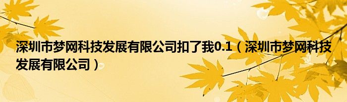 深圳市梦网科技发展有限公司扣了我0.1（深圳市梦网科技发展有限公司）