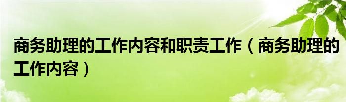 商务助理的工作内容和职责工作（商务助理的工作内容）