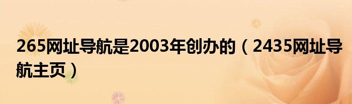 265网址导航是2003年创办的（2435网址导航主页）