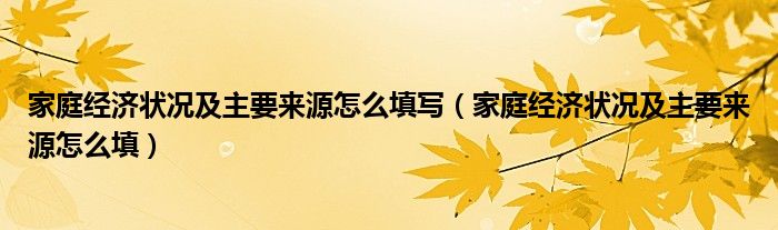 家庭经济状况及主要来源怎么填写（家庭经济状况及主要来源怎么填）