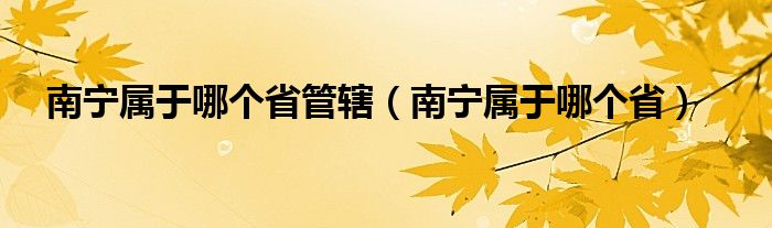 南宁属于哪个省管辖（南宁属于哪个省）