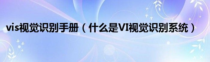 vis视觉识别手册（什么是VI视觉识别系统）