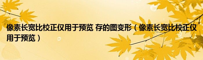 像素长宽比校正仅用于预览 存的图变形（像素长宽比校正仅用于预览）