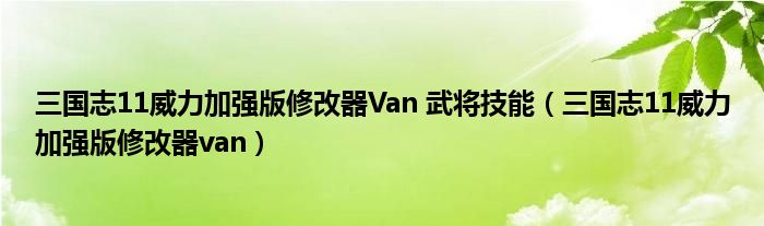 三国志11威力加强版修改器Van 武将技能（三国志11威力加强版修改器van）