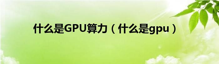 什么是GPU算力（什么是gpu）