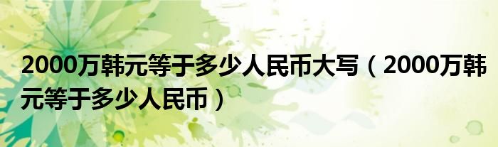 2000万韩元等于多少人民币大写（2000万韩元等于多少人民币）